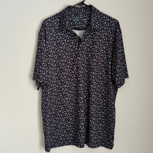 Roundtree & Yorke Performance Polo Shirt Paisley‎ Print Golf Athletic L - Picture 2 of 7